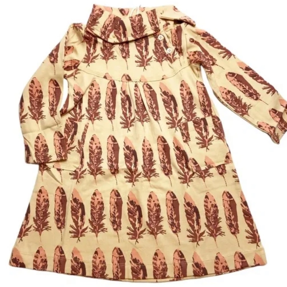 Kate Quinn Watercolor Feather Print Cowlneck Dress